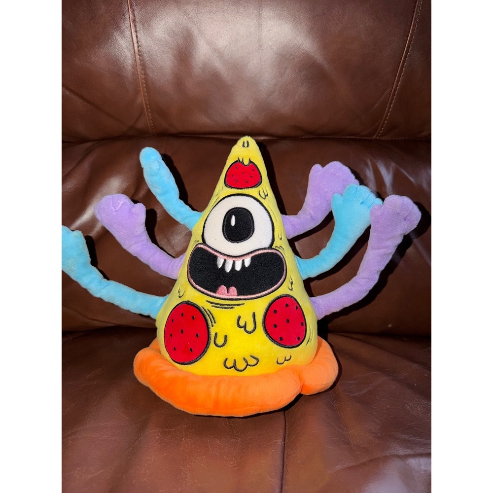 Meow Wolf Pizza Monster Plush Cyclops Multi Arm Surreal Art Toy Yellow Orange